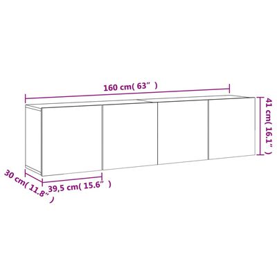 vidaXL TV Cabinets Wall-mounted 2 pcs Brown Oak 80x30x41 cm