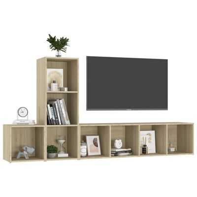 vidaXL 3 Piece TV Cabinet Set Sonoma Oak Engineered Wood