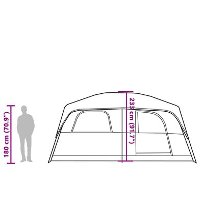 vidaXL Family Tent Cabin 10-Person Grey and Orange Waterproof