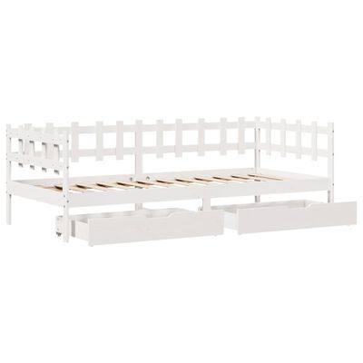 vidaXL Daybed with Drawers without Mattress White 80x200 cm Solid Wood