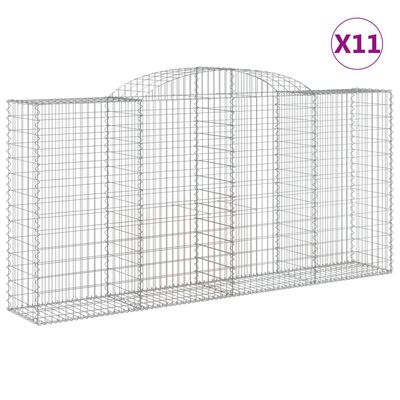 vidaXL Arched Gabion Baskets 11 pcs 300x50x140/160 cm Galvanised Iron