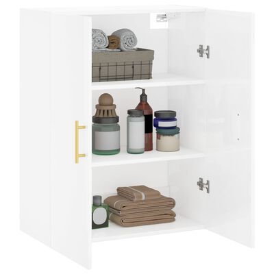 vidaXL Wall Mounted Cabinet High Gloss White 69.5x34x90 cm