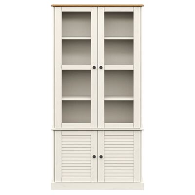 vidaXL Glass Display Cabinet VIGO White 85x35x170 cm Solid Wood Pine