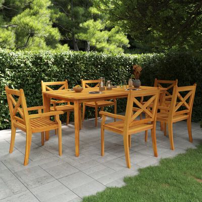 vidaXL 7 Piece Garden Dining Set Solid Wood Acacia