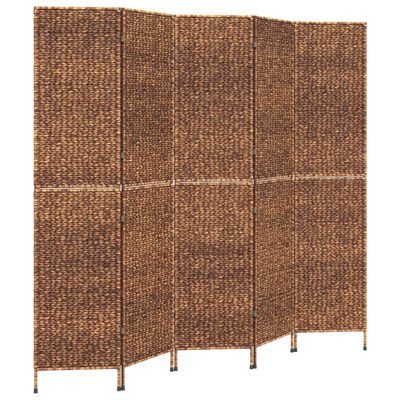 vidaXL Room Divider 5-Panel Brown 205x180 cm Water Hyacinth