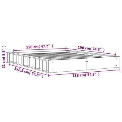 vidaXL Bed Frame without Mattress Wax Brown 120x190 cm Small Double Solid Wood Pine