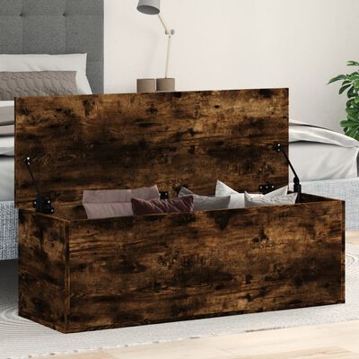 vidaXL Storage Box Smoked Oak 102x35x35 cm Engineered Wood