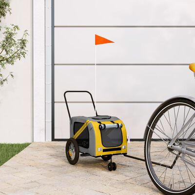 vidaXL Pet Bike Trailer Yellow and Black Oxford Fabric and Iron