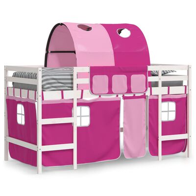 vidaXL Kids' Loft Bed with Tunnel without Mattress Pink 80x200 cm