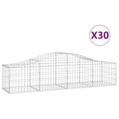 vidaXL Arched Gabion Baskets 30 pcs 200x50x40/60 cm Galvanised Iron