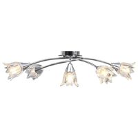 vidaXL Ceiling Lamp with Transparent Glass Shades for 5 E14 Bulbs Tulip