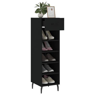 vidaXL Shoe Cabinet Black 30x35x105 cm Engineered Wood