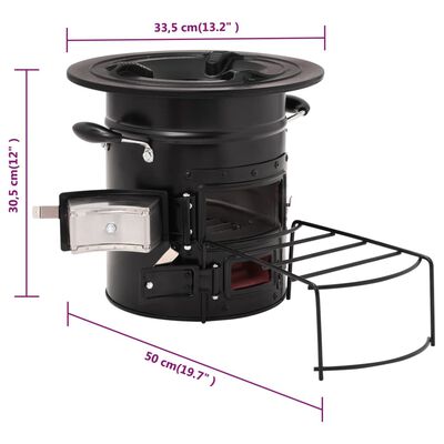 vidaXL Camping Wood Stove Black 50x33.5x30.5 cm Steel