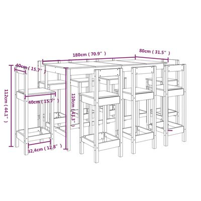 vidaXL 9 Piece Bar Set White Solid Wood Pine