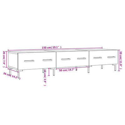 vidaXL TV Cabinet High Gloss White 150x36x30 cm Engineered Wood