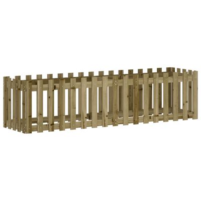 vidaXL Garden Raised Bed with Fence Design 200x50x50 cm Impregnated Wood Pine