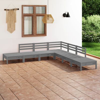 vidaXL 7 Piece Garden Lounge Set Solid Pinewood Grey