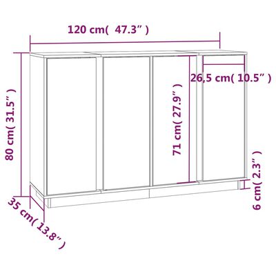 vidaXL Sideboard Honey Brown 120x35x80 cm Solid Wood Pine