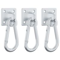 vidaXL Eye Plates with Snap Hooks 3 pcs 360° Rotate Silver Steel