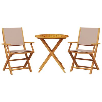 vidaXL 3 Piece Bistro Set Taupe Fabric and Solid Wood