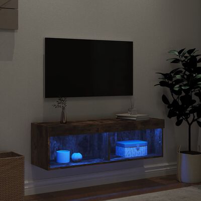 vidaXL TV Cabinet with LED Lights Smoked Oak 100x30x30 cm