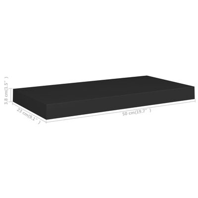 vidaXL Floating Wall Shelves 4 pcs Black 50x23x3.8 cm MDF