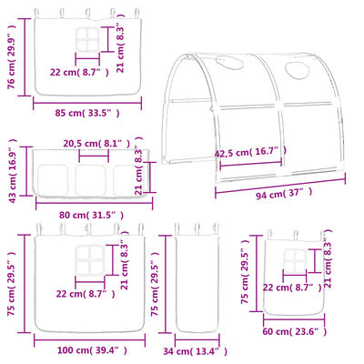 vidaXL Kids' Loft Bed with Tunnel without Mattress Pink 90x190 cm Single