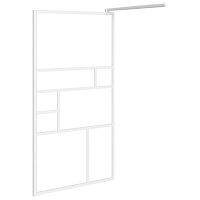 vidaXL Walk-in Shower Wall with Shelf White 90x195 cm ESG Glass&Aluminium