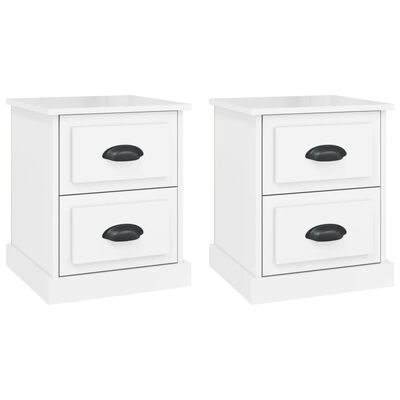 vidaXL Bedside Cabinets 2 pcs High Gloss White 39x39x47.5 cm Engineered Wood