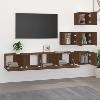 vidaXL Wall-mounted TV Cabinet Brown Oak Engineered Wood