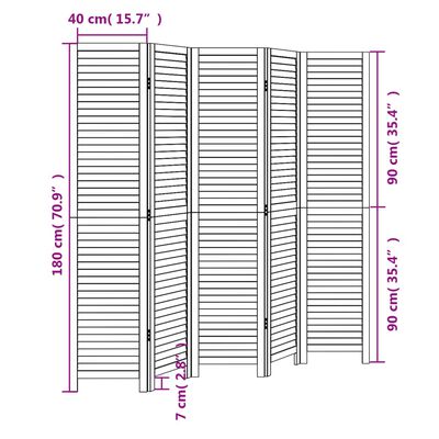 vidaXL Room Divider 5 Panels White Solid Wood Paulownia