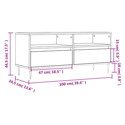 vidaXL TV Cabinet High Gloss White 100x34.5x44.5 cm Engineered Wood