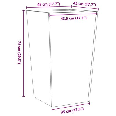 vidaXL Garden Planters 45x45x75 cm 2 pcs Galvanised Steel