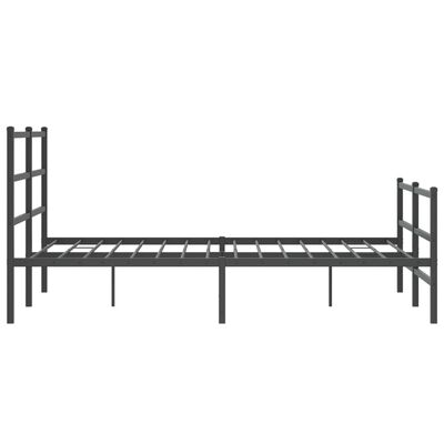 vidaXL Metal Bed Frame with Headboard and Footboard Black 140x190 cm