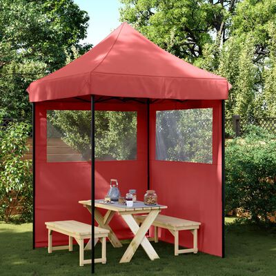 vidaXL Foldable Party Tent Pop-Up with 2 Sidewalls Burgundy