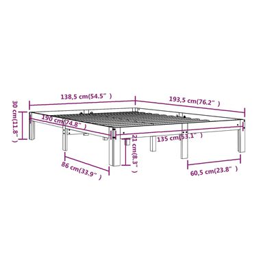 vidaXL Bed Frame without Mattress Black 135x190 cm Double