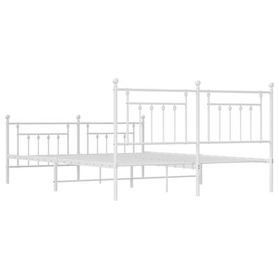 vidaXL Metal Bed Frame without Mattress with Footboard White 160x200 cm