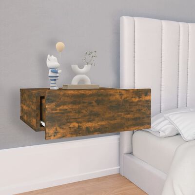 vidaXL Floating Nightstand Smoked Oak 40x30x15 cm Engineered Wood