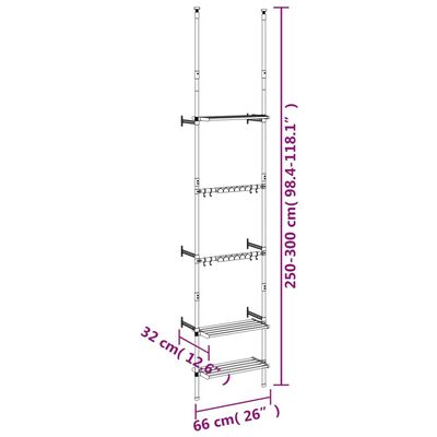 vidaXL Telescopic Garden Rack with 3 Shelves Silver Aluminium