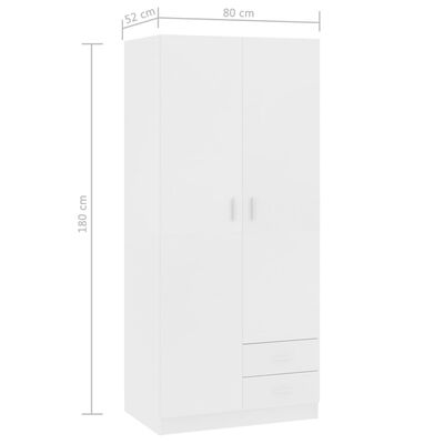 vidaXL Wardrobe White 80x52x180 cm Engineered Wood