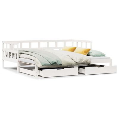 vidaXL Daybed with Trundle and Drawers without Mattress White 80x200 cm