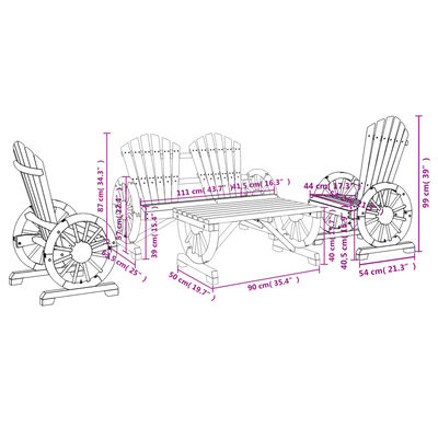 vidaXL 4 Piece Garden Lounge Set Solid Wood Fir