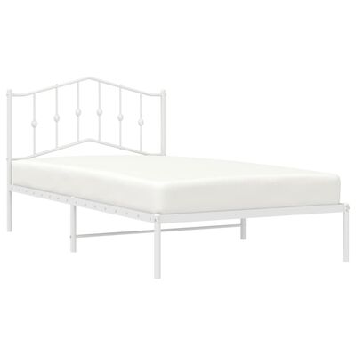 vidaXL Metal Bed Frame without Mattress with Headboard White 100x200 cm