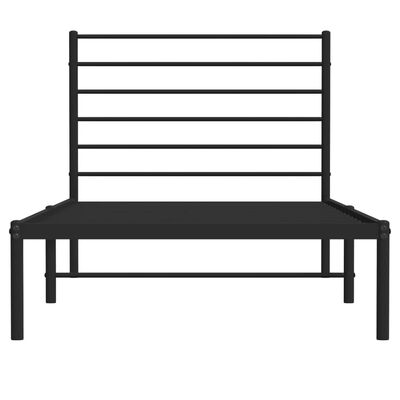 vidaXL Metal Bed Frame without Mattress with Headboard Black 100x200 cm