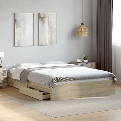 vidaXL Bed Frame with Drawers without Mattress Sonoma Oak 160x200 cm