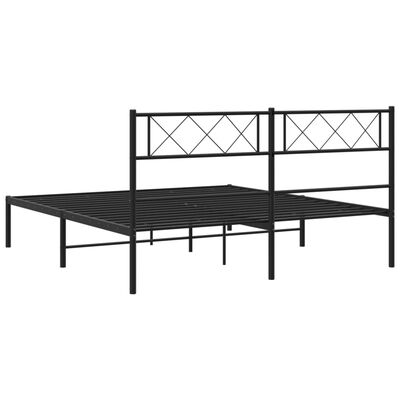 vidaXL Metal Bed Frame without Mattress with Headboard Black 120x200 cm