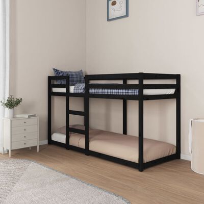 vidaXL Bunk Bed without Mattress Black 75x190 cm Small Single Solid Wood Pine