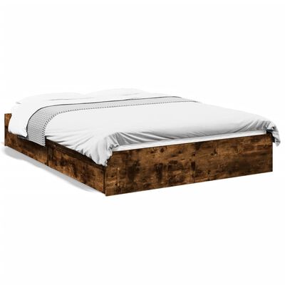 vidaXL Bed Frame with Drawers without Mattress Smoked Oak 140x190 cm