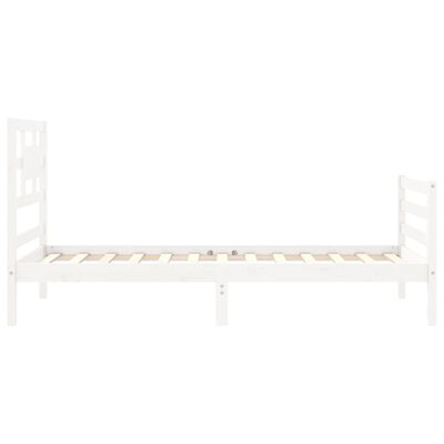 vidaXL Bed Frame without Mattress White Single Solid Wood