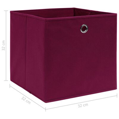 vidaXL Storage Boxes 10 pcs Dark Red 32x32x32 cm Fabric